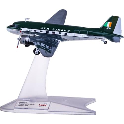 Diecast 1:200 Aer Lingus DC-3 Alloy Aircraft Simulation Model Room Desktop Decoration Collection Gift