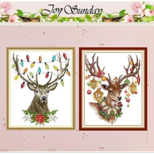 Christmas antlers animals counted 11CT 14CT Cross Stitch Sets DIY Chinese Cross-stitch Kits Embroidery Needlework home decor