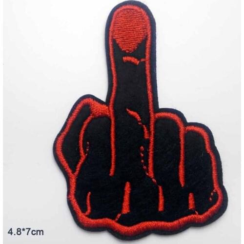 Punk Iron on Middle Finger Up Embroidered Clothes Patch For Clothing Girls Boys