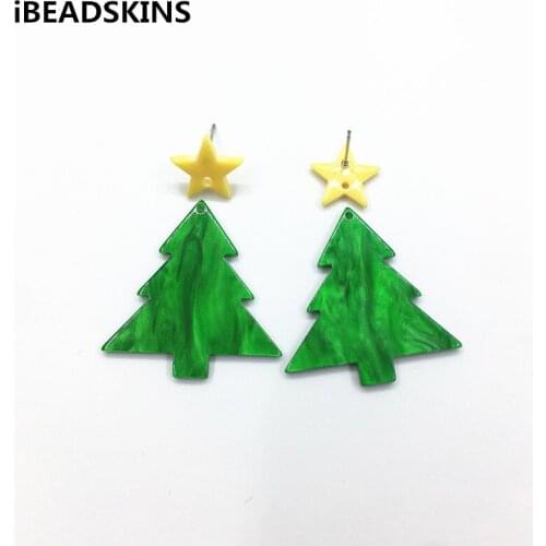 New arrival! 100pcs Acrylic Stud earring/Christmas tree-shape charm for earrings accessories,Earring parts,jewelry making DIY-2
