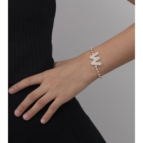 Autumn alloy product letter hand act the role of personality and contracted slightly diamond-encrusted bracelet