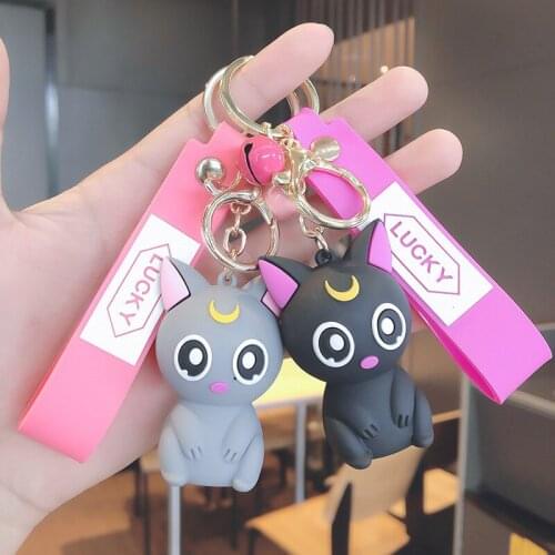 Personalized Cartoon Moon Cat Doll Keychain Creative Car Bag Pendant Resin Keyring Ornament Gift for Women Men Friends
