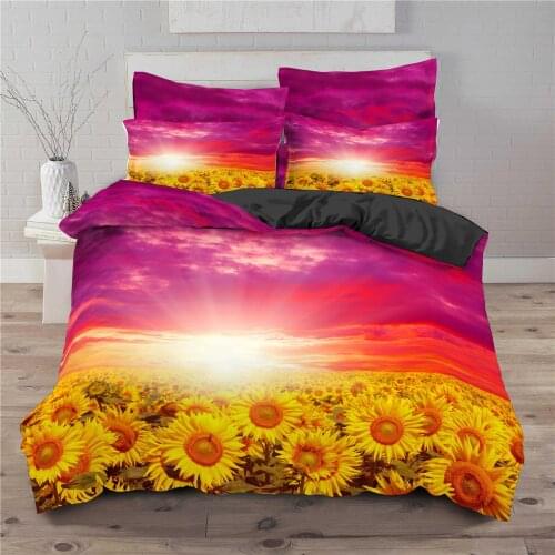 Sunflower 2/3Pcs 3D Floral Bedding Set Printed Duvet Cover and Pillowcase Single Twin Queen Double King Full Size Home Textiles