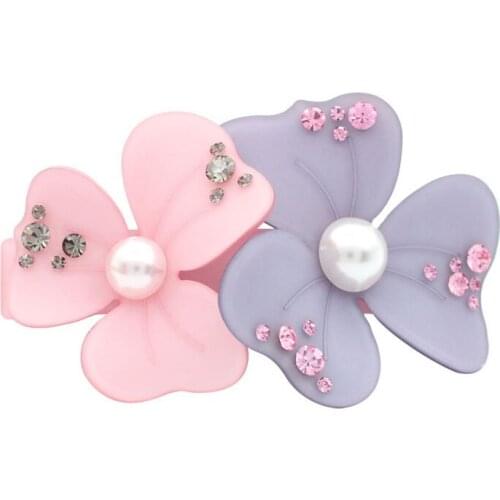 Flower Hair Ornament - Pearl Acetate Cellulose Rhinestone Hair Accessory - Hair Jewelry Barrette Clip for Women Girl Tiara Wear