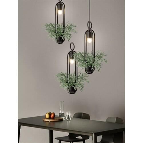 Industrial Iron Plant Black Pendant Lights Bar Dining Room Restaurant Retro Living Room Cafe Engineering Pendant Lamps Fixtures