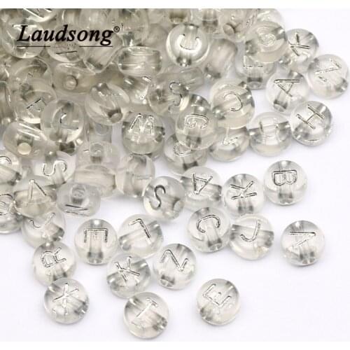 Clear Mixed Silver Random Letter Acrylic Beads Round Alphabet Spacer Beads For Jewelry Making DIY Handmade Bracelets Accessories