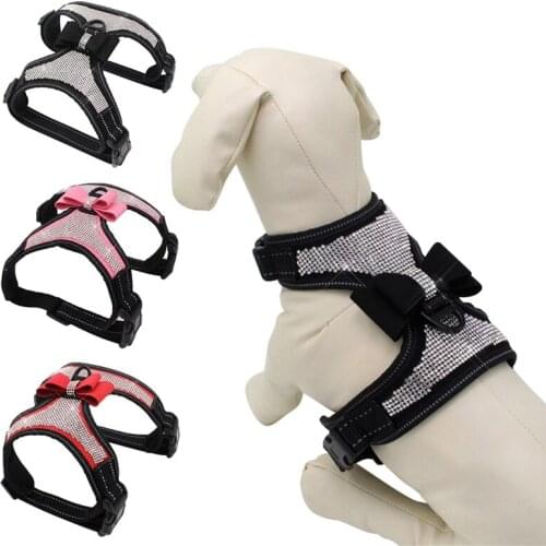 Adjustable Pet Puppy Collar Dogs Harnesses Animals Strap For Medium Small Bow Leash Pet Walking Hand Large
