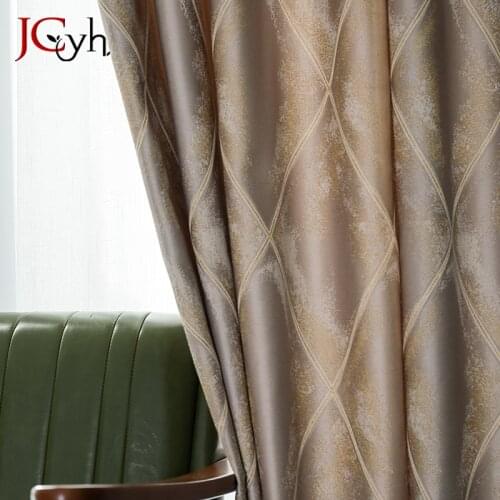 JCyh Top Luxury Curtains For Living Room Modern Diamond Square Gray Bedroom Curtains For Window Rideaux Drapes Gordijnen Firanki
