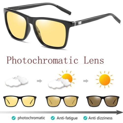 2020 Luxury Day Night Photochromic Polarized Sunglasses Mens Sunglasses Drivers Safety Square Driving Fishing Transition Glasses