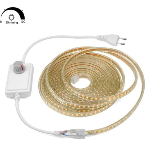 Dimmable LED Strip Light 220V EU 2835 120leds/m LED Strips 220 V tira led fita de led 1m -25m Waterproof Home Decoration