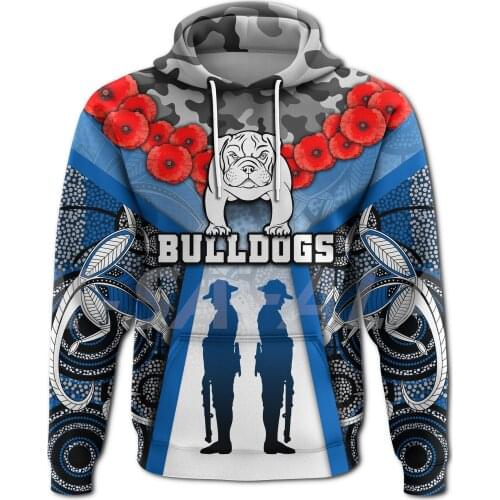 Bulldogs Indigenous Flower Happy 3D Printed Hoodie Man Women Harajuku Outwear Zipper Pullover Sweatshirt Casual Jacket Jumpers
