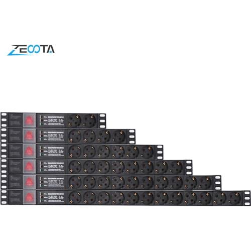 PDU Power Strip Network Cabinet Rack Distribution Unit Socket EU Plug Outlet Lighting Surge Protection Switch 2m Extension Cord