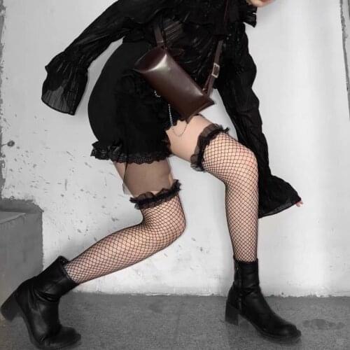 Party Wear Stockings Women Sexy Over Knee High Stocking Lace Hollow Mesh Nets Fishnet Stay Up Thigh High Hosiery Dropshipping