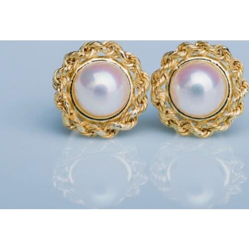 Eternal wedding Women Gift word 925 Sterling real Counter authentic Japanese natural Akoya seawater pearl stud earrings