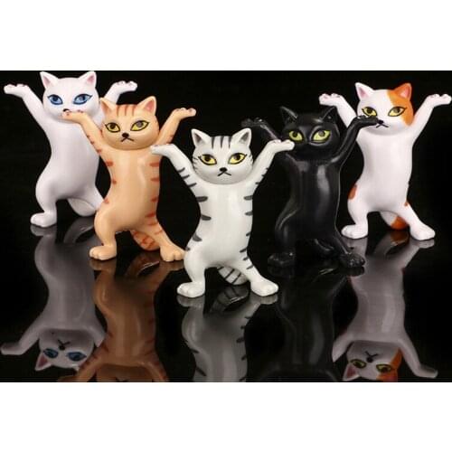 Cartoon Cat Children Funny Gift Cat Dance Pen Holders Doll Animals Figurines Handmade Decoration Toys Collection Figure Model