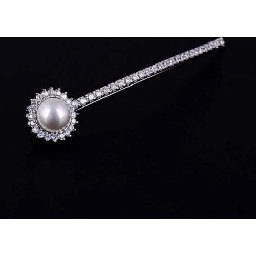 Luxury Hair Clip withHeart Flower Cubic Zircon and Single White Pearl Hairpins for Women Girls Accessories
