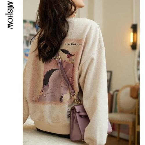MISHOW 2020 Winter Sweatshirts For Women Long Sleeve Print O-Neck Pullover Outdoor Tops Female Clothing MX20C6838