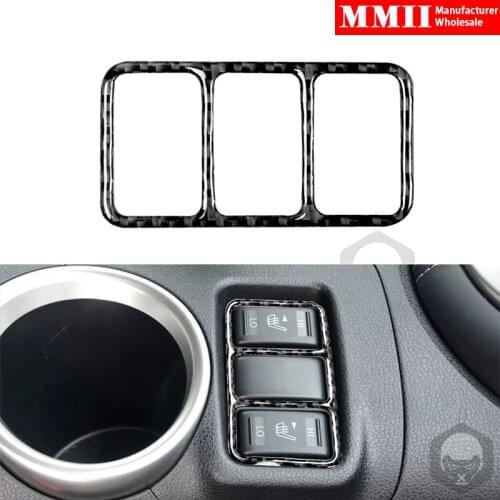1Pcs For NISSAN 370Z Z34 2009+ Central Control Heating Button Frame Covering Sticker Real Carbon Fiber Styling Accessory Black
