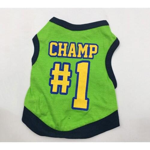 1 Piece Pet Dog Vest Puppy Summer Fashion Green T-Shirt Dog Letter Print CHAMP#1 Small Dog Clothes XS S M Sizes