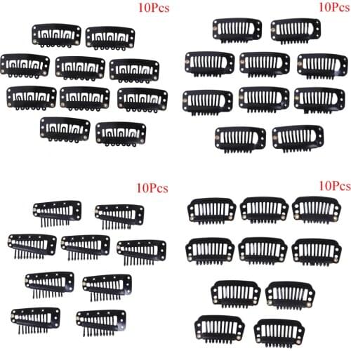 10Pcs Rubber Wig Clips For Hair Extensions Brown Black Beige Wig Combs Hair Clips For Weave Extensions U/Wire Shape