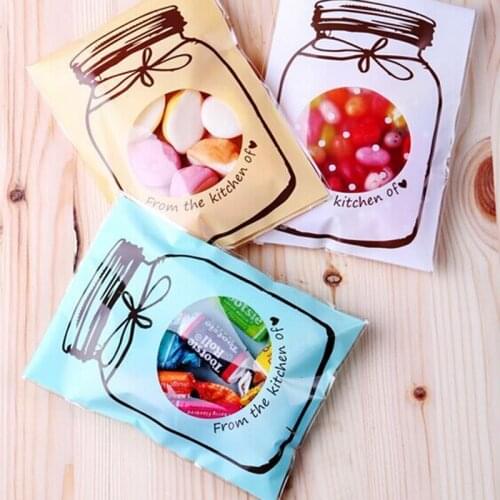 100pcs Cute Cartoon Bottle Gift Bags Cookie Packaging Self-adhesive Plastic Bags For Biscuits Candy Stationery Plastic Envelopes