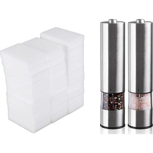 30 Pcs Magic Cleaning Sponge Eraser & 2 Pcs Electric Salt and Pepper Grinding Unit- Electronically Adjustable Vibrator