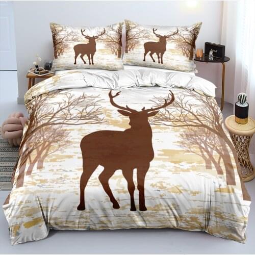 3D White Bedding Bags Duvet Cover Sets Pillow Covers Set Bed Linens Full King Queen Double Full Twin Size Deer Custom Beddings