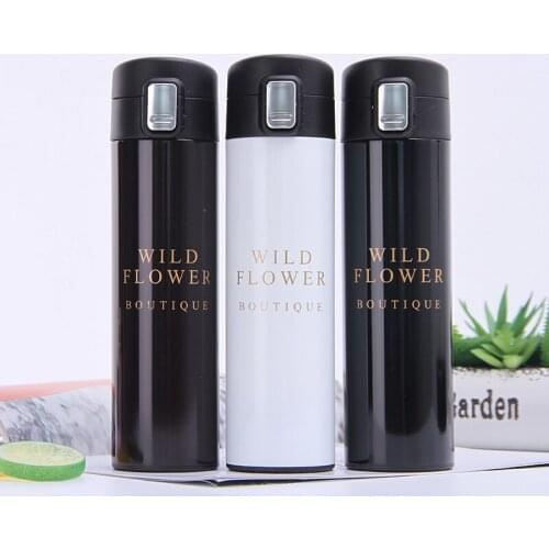 500ml Bouncing Cover Vacuum Bottle Insulation Business Casual Stainless Steel Mug Couple Thermos Cap Mug Car Travel Outdoor