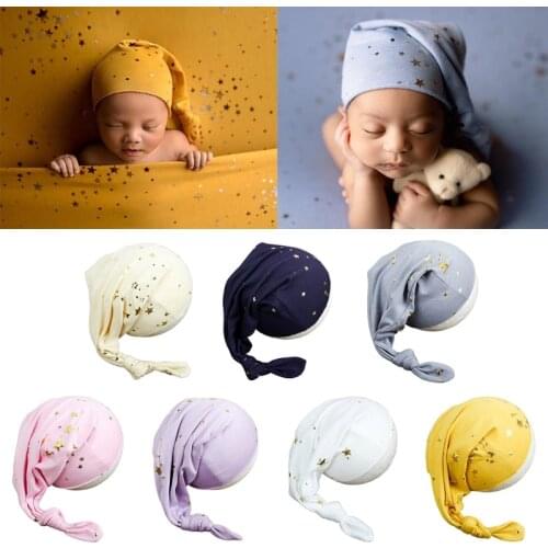 7 Color Creative Starry Sky Baby Knot Tail Hat Newborn Photography Props Infant Beanies Cap Photo Shooting Accessories Wholesale