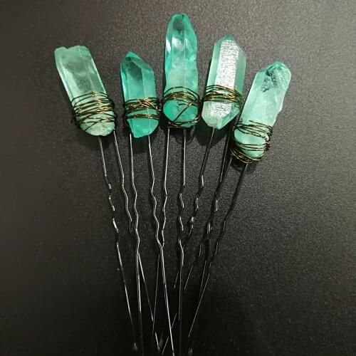 Aura Quartz Raw Crystal Bridal Hair Pin Accessory Crystal Hair Accessory Bridal Hair Pin Wedding Hair Jewelry