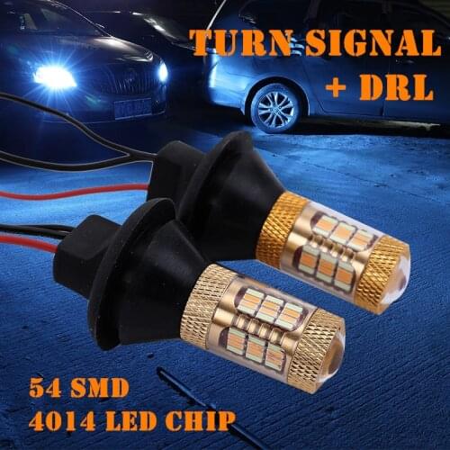 2pcs T20 7440 W21W 1156 BA15S P21W BAU15S PY21W Car LED Dual Color Turn Signal with DRL Daytime Running Light Canbus
