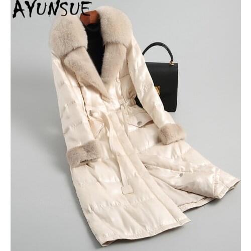 AYUNSUE Womens Down Jacket Puffer Winter Jacket Women Clothes 2020 Mink and Fox Fur Collar Long Coat Female Warm Parka MY