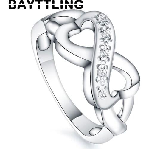BAYTTLING 925 Sterling Silver CZ Zircon Ring 6/7/8/9/10# Charm Heart Ring For Woman Luxury Party Gift Jewelry