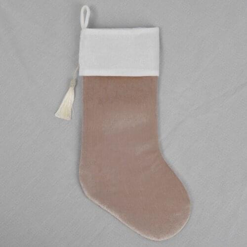 Free shipping khaki velvet stocking stocking Christmas decoration socks white tassel decoration Christmas tree decoration