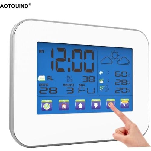 AOTOUIND Backyard Wireless Weather Station Clock with RF Outdoor Temperature Weather forecast