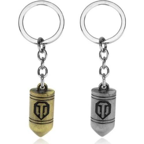 Hot Sale Handmade Zinc Alloy Game WOT keyring Tank World Prop Llavero Bullet Keychain Cartridge Pendant Weapon Charm Shot Chain
