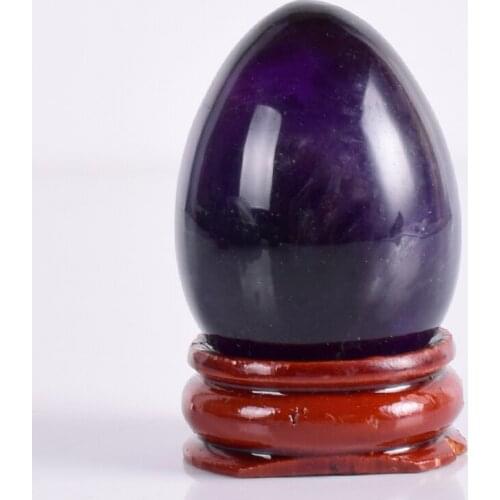 Healing Amethyst Egg & Wood Base Undrill 40*30MM Natural Crystal Mineral Ball Home decoration accessory Kegel Massage Yoni Egg