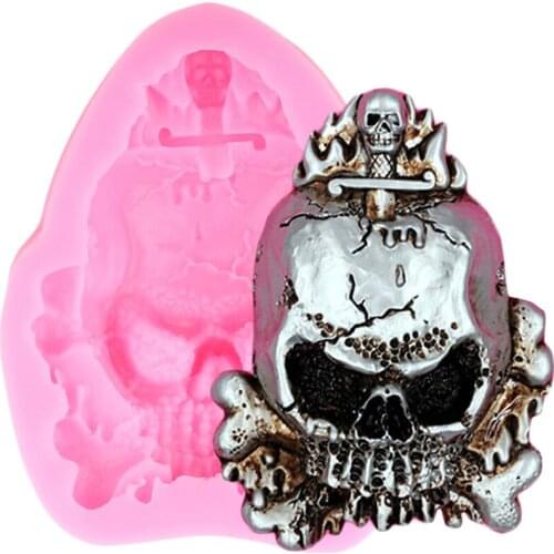 Skull Cross Silicone Molds Cupcake Topper Candy Polymer Clay Moulds DIY Sugarcraft Cake Decorating Tools Chocolate Fondant Mould