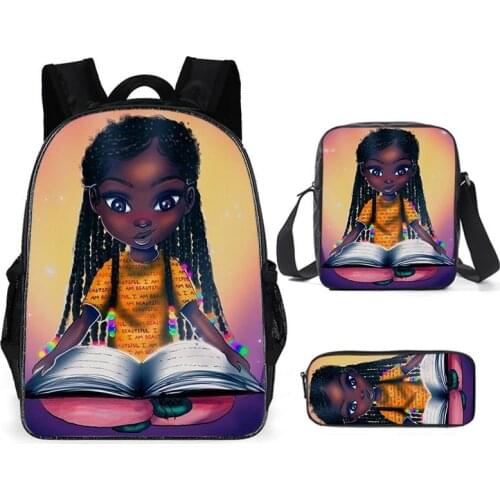 Children School Bags 3pcs/Set Afro girls backpack Black Art African Girl for Teenagers boys girls School Bagpack Kids Book Bags