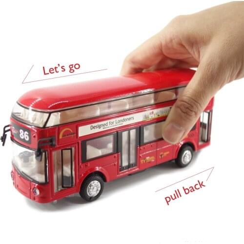 2 Colors Pullback Alloy Double Deck Bus Car Toys With Light & Music Model Toys for Children London City Bus for Baby Gift