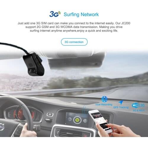 JC200 3G Smart Car GPS Tracker Live Video Streaming Dual Camera Recording Popular Tracking Device SOS With Remote Monitoring