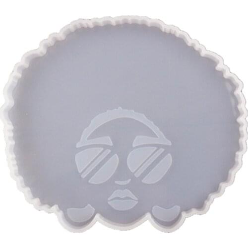 Creative African Women Afro Silicone Coaster Mould Personality DIY Epoxy Epoxy Coffee Cup Mat Mould Personality Crafts Gift Moul