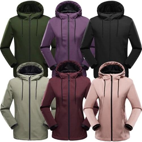 Men Women Softshell Jacket Winter Warm Windproof Waterproof Jacket Hooded Coat Women Autumn Outwear Outdoor Camping Windbrear