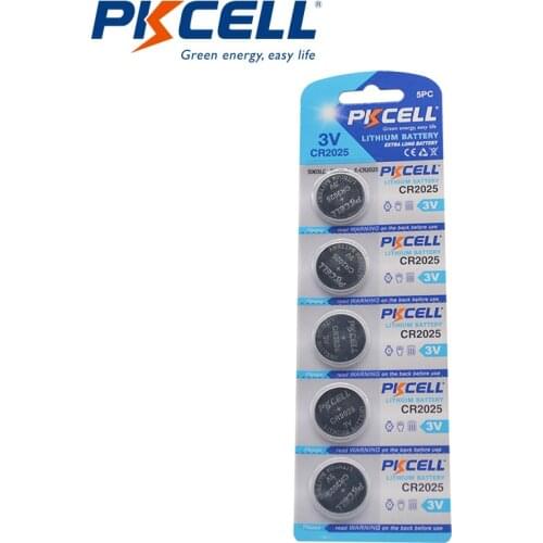 5Pcs PKCELL CR2025 dl2025 3v cr 2025Lithium Button Cell Battery For Watches Clocks Calculators Toys