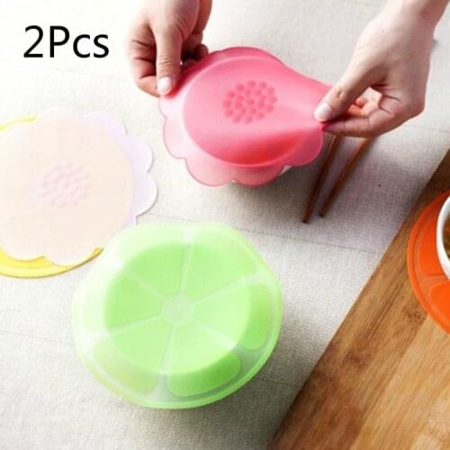 2Pcs Multifunctional Silicone Wraps Seal Cover Stretch Cling Film Food Fresh Keep For Refrigerator Kitchen Tools