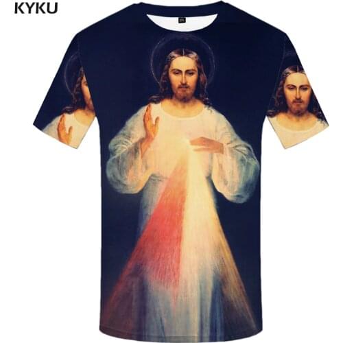 KYKU Brand Jesus T-shirt Men Christian Shirt Print Art T-shirts 3d Funny Tshirt Printed Harajuku Tshirts Casual Mens Clothing
