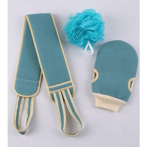 Bathing Set Three-piece Bath Towel Long Pull Back Scrubbing Towel Bath Ball Combination Scrubbing Artifact Exfoliating Gloves