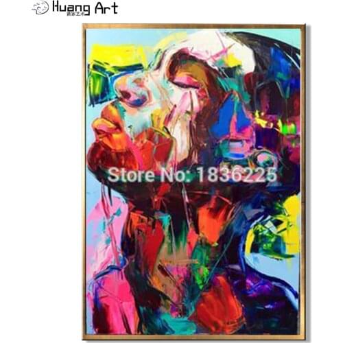 European style Abstract Man Face Portrait Wall Oil Painting on Canvas Colorful Face Knife Figure Wall Pictures for Home Decor
