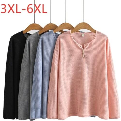 New 2021 Ladies Autumn Winter Plus Size Knit Shirt For Women Large Pullover Long Sleeve Loose Pink Thin Sweater 3XL 4XL 5XL 6XL