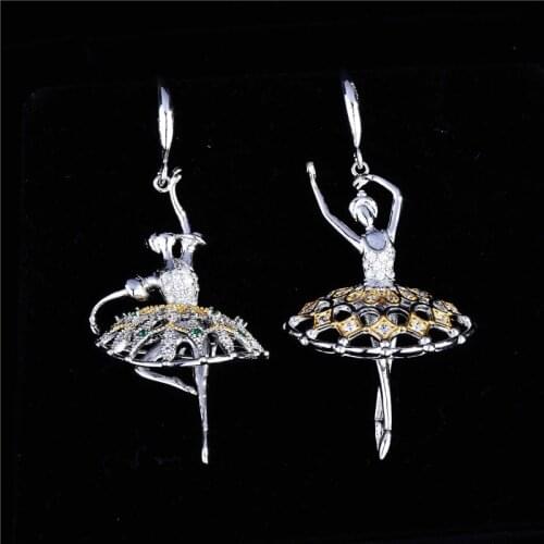 QTT New Exquisite 925 Sterling Silver Skirt Ballet Girl Earrings Fashion Simple Personality Fresh Trend Jewelry Party Gift